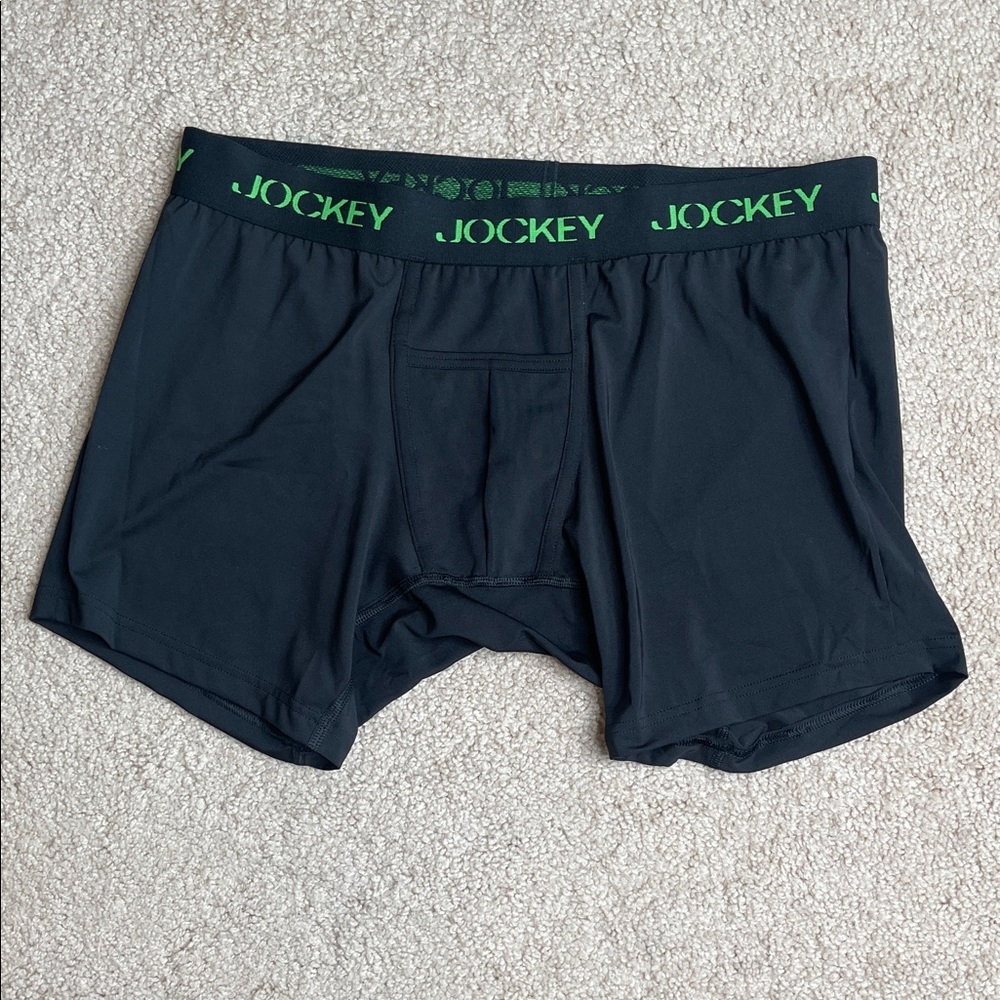 Jockey Black Boxer Briefs with Green Details